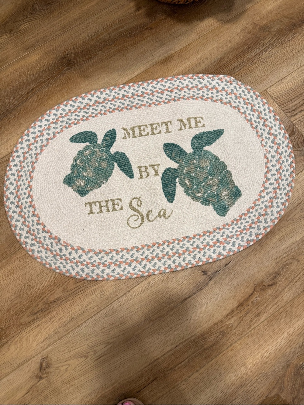 Oval Braided Kitchen Cotton Floor Rug(20"x30") SEALIFE,TURLES,MEET ME BY THE SEA